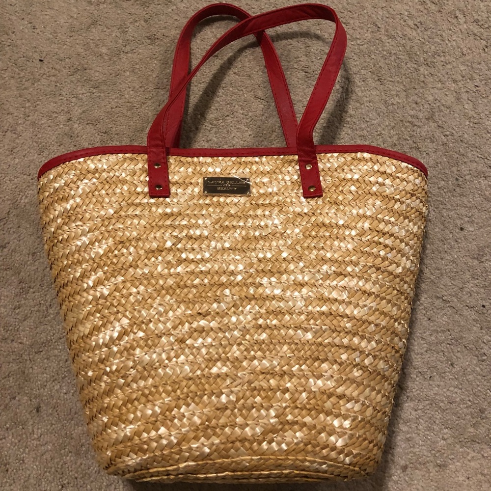 Laura Geller straw bag